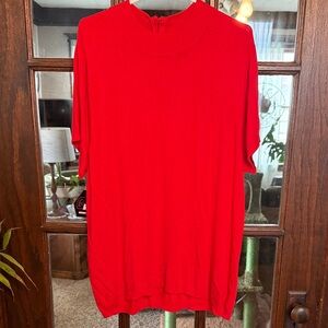 Rochelle California Red Mock Neck Short Sleeve Knit Top Plus Size 3X R9829X NEW